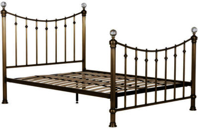 Schreiber Oborne Metal Double Bed Frame - Brass/Crystal